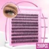 Yawamica Wispy Lash Clusters Natural Eyelash Extension 10-14mm Fluffy Eyelash Clusters CC Curly Individual Lashes Cluster Eyelash Extensions 40D Cluster Lashes 200pcs DIY Lash Extension by Self