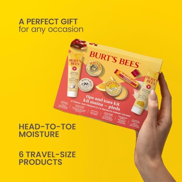 81MRdBBhYOL._SL1500_.jpg Burt's Bees Gifts Ideas, Tips and Toes Kit, 6 Travel Size Products - Pomegranate Moisturizing Lip Balm, 2 Hand Creams, Foot Cream, Cuticle Cream, and Hand Salve