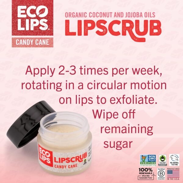 81MYI1cfVuL._SL1500_.jpg Eco Lips Sparkling Vanilla Mint Candy Cane Lip Mask and Sugar Lip Scrub for Holiday Gifting, Stocking Stuffers, 0.25 oz. (2 ct)