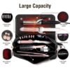 81MZH56XKUL._SL1500_.jpg SS Hair Tools Travel Bag and Heat Resistant Mat for Hot Tools, Leather Curling Iron Case, Portable Essentials for Women, Black