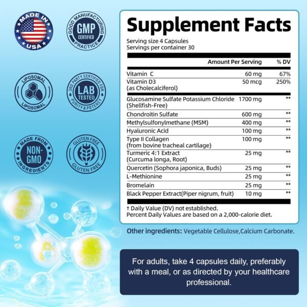 81McSy9JqTL._AC_SL1500_.jpg Glucosamine Chondroitin MSM Collagen, 3000MG HSA FSA Eligible Items Only List for Men & Woman, Hsa Store Eligible Items Supplement, Glucosamine Chondroitin Sulfate 120 Capsules Made in USA