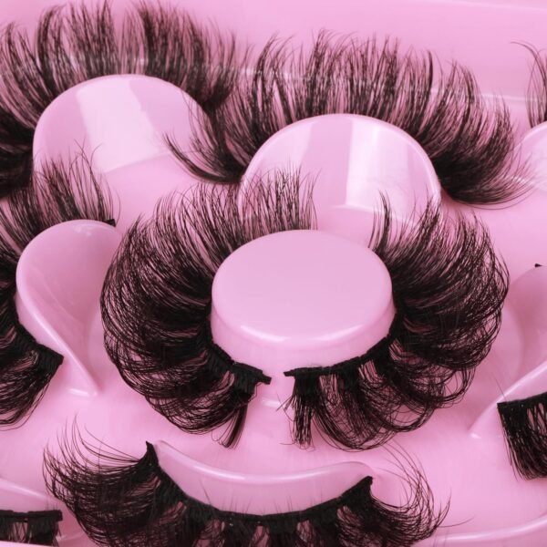 81MctvGk-BL._SL1500_.jpg Focipeysa Dramatic Eyelashes Fluffy Faux Mink Lashes 22mm Long False Eyelashes D Curl Eyelashes that Look Like Extension 5 Pairs Pack