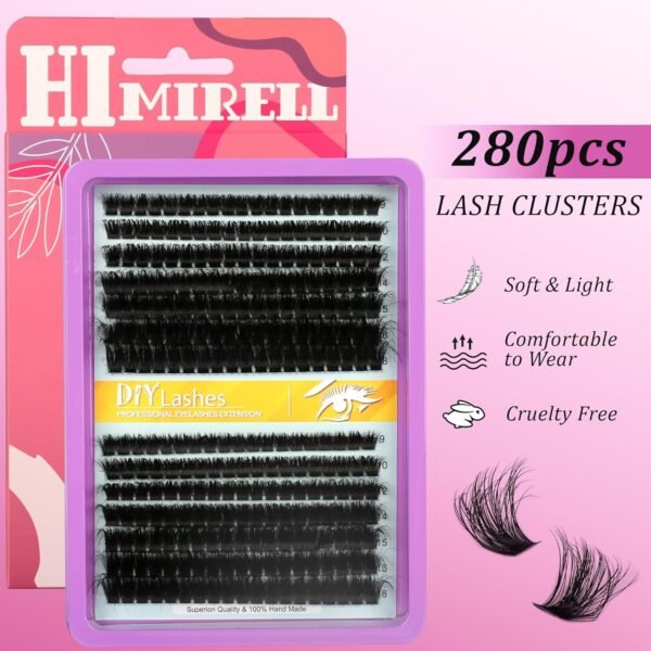 C Curl Lash Clusters Extensions 280 Pcs Individual Eye lash Clusters 100D Cluster Eyelash Lashes Wispy Clusters Lashes Makeup at Home - DIY Lash Extension Kit for Self Application (9-18MM) Mix