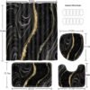 Nkzply 4 Pcs Black Marble Shower Curtain Sets with Rugs Gold Bathroom Sets with Shower Curtain and Rugs Modern Abstract Bathroom Decor Accessories Shower Curtains for Bathroom Toilet Lid Cover