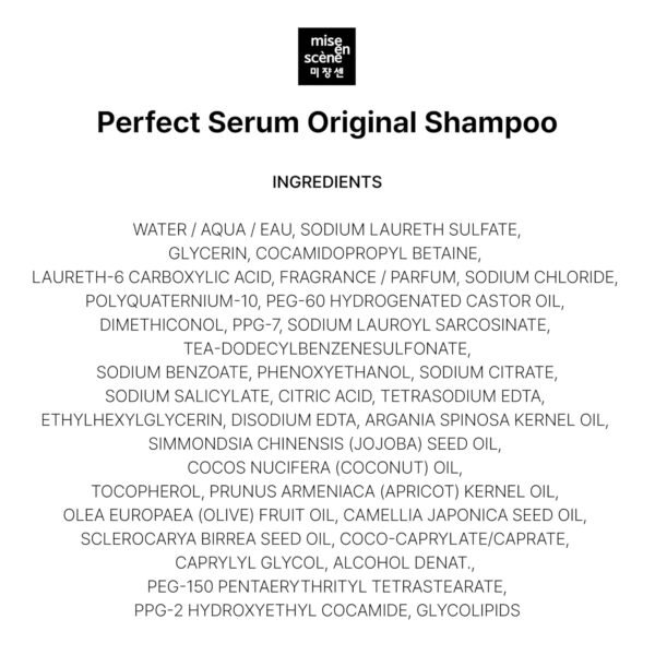 Mise En Scene Perfect Serum Original Shampoo For Damaged Hair - KoreanShampoo with Moroccan Oil, Jojoba Seed, Damage Care MoroccanOil HairProducts | 22.99 Fl Oz