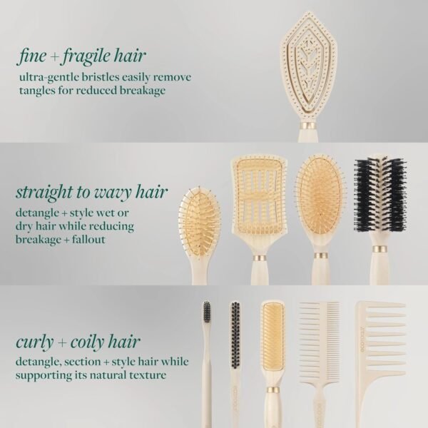 81N02tmzE6L._SL1500_.jpg EcoTools Slick Back Hairbrush, Small Brush For The Perfect Ponytail Or Bun, Tease, Smooth, & Style Hair, Tame Frizz & Flyaways, Renewable Bamboo Handle & Vegan Boar Bristles, Cruelty-Free, 1 Count
