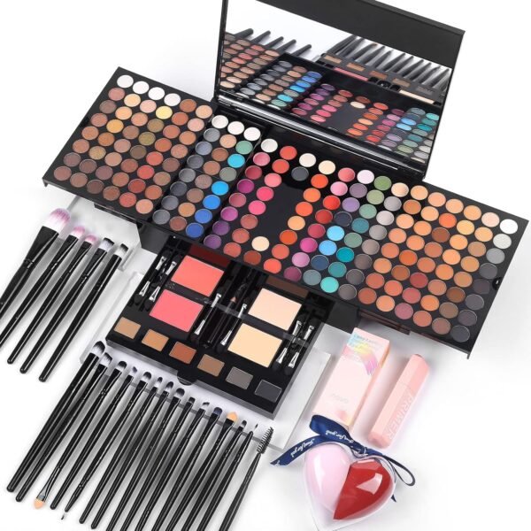 81N3CtGGiL._SL1500_.jpg Makeup Gift Sets For Women - 190 Colors Makeup Palette Include Eyeshadow, Blushes, Eyebrow Powder,Eye Pencil,Mirror+20Pcs Makeup Brushes+Eyeshadow Primer+2Pcs Sponge Puff Make Up Set (Makeup Set A)