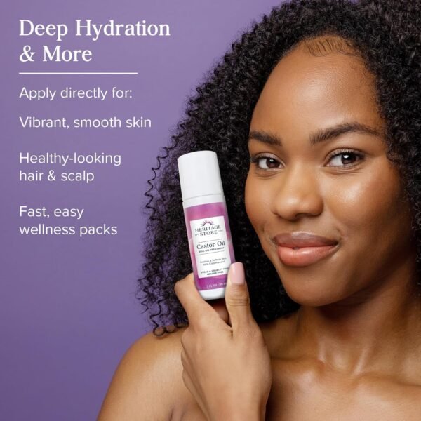 81N5db98W1L._AC_SL1500_.jpg HERITAGE STORE Castor Oil Roll On Nourishing Treatment - Targeted Hydration for Skin Care, Hair Care, Quick and Easy Castor Oil Pack Wrap - Hexane Free, Vegan, Cruelty Free, 60-Day Guarantee, 3oz