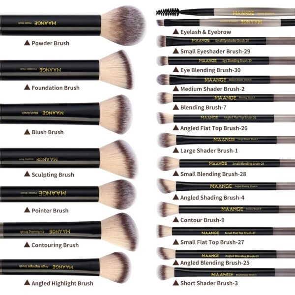 MAANGE Makeup Brushes 30 Pcs Makeup Kit, Multi-functional Makeup Tool Set with 20 Pcs Makeup Brush Foundation Brush Make up Brushes Set with Bag,Black