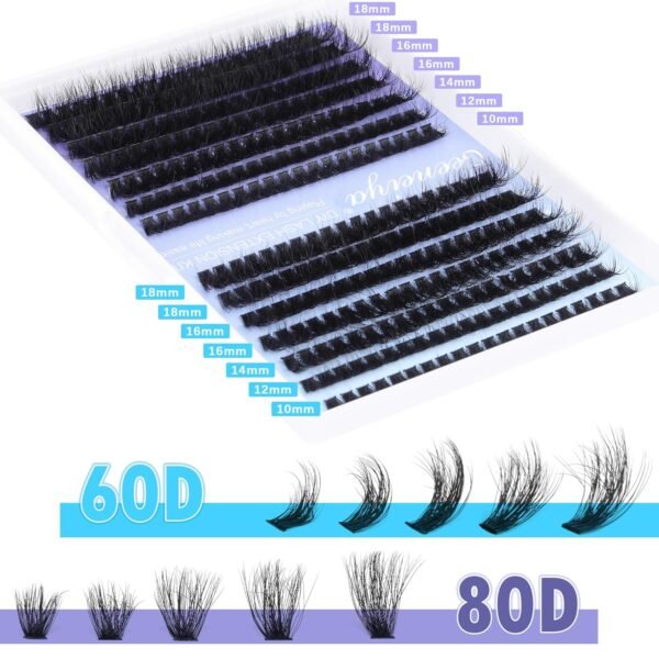 Geeneiya Eyelash Clusters Full Lash Extension Mink Thick Cluster Eyelash Extensions 10-18MM Cluster Lashes Individual Wispy Fake Eyelashes, Not Kit (60D+80D, 280Pcs)