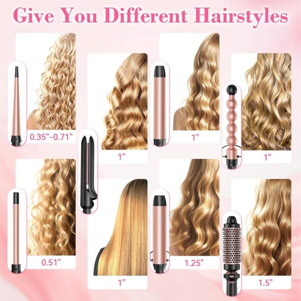 81NFWnRDCNL._AC_SL1500_.jpg Ufree 7-in-1 Curling Iron Set with Interchangeable Ceramic Barrels, Curling Wand Set with Thermal Brush, Hair Straightener and Wand Curling Iron, Versatile Styling Hair Curlers Set, Gifts for Women