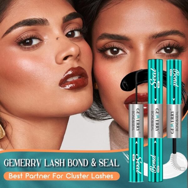 GEMERRY Lash Bond and Seal Waterproof Sensitive Eyes-Friendly Lash Cluster Glue New Upgraded Formula 12 ml Strong Hold Eyelash Glue for Self Use at Home