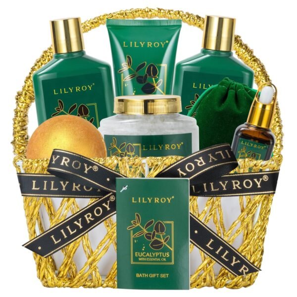 Mothers Day Spa Gift Basket for Women 9 Pieces Premium Eucalyptus Bath & Body Care Kit for Women & Men, Holiday Gift for Christmas, Valentine's Day, Father's Day, Birthday with Shower Gel & More