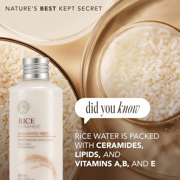 81NjpR3qx1L._SL1500_.jpg The Face Shop Rice Ceramide Moisturizing Emulsion - Rice Extract - Lightweight Face Moisturizer - Brightening - Hydrating Targets Dryness - Strengthens Skin Barrier - Face Lotion - Korean Skin Care