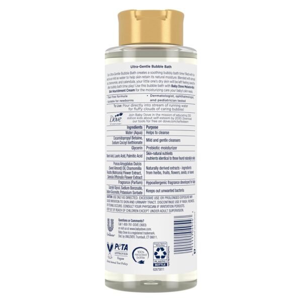 Baby Dove Bubble Bath Melanin-Rich Skin Nourishment for nourished Skin and Bath time Fun Sensitive Skin Care with Skin-Natural nutrients 16 oz, Silver