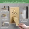 VANFOXLE Shower Faucet Set Brushed Gold Shower System,Push Button Diverter Shower Faucet with 2 in 1 Handheld,Ceiling Mount 10 Inch Shower Head with 6 Inch Wall Mount Shower Head