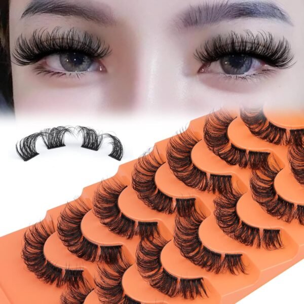 81O6yn9k7qL._SL1500_.jpg Full Cluster Lashes Natural Strips False Eyelashes Wispy Individual Lashes that Look Like Extensions 7 Pairs Multipack by Eefofnn