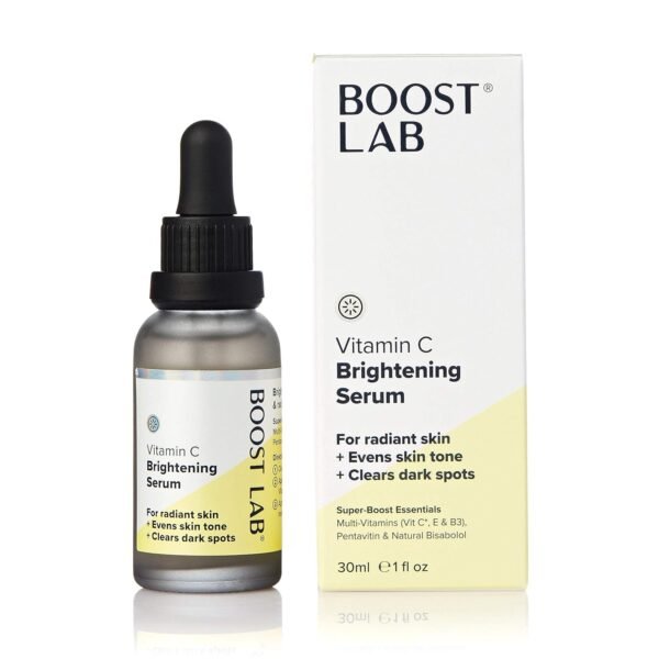 BOOST LAB Vitamin C Brightening Serum for Men & Women Radiant Skin & Face– Evens Skin Tone, Clear Dark Facial Spots- Simple, Pure & Potent- Paraben, Sulphate, Fragrance & Cruelty Free- 30 ml (1 fl oz)