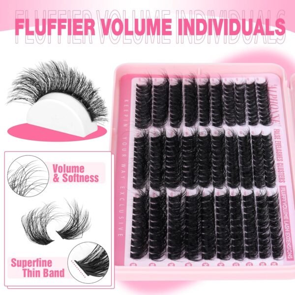 81OKiUR2hL._SL1500_.jpg Fluffier Lash Clusters Thick Volume Lash Extension 10-18mm Cluster Eyelash Extensions DIY Individual Lashes Wispy at Home Pestañas Pelo a Pelo by ALPHONSE (60D+80D+100D, 300pcs)