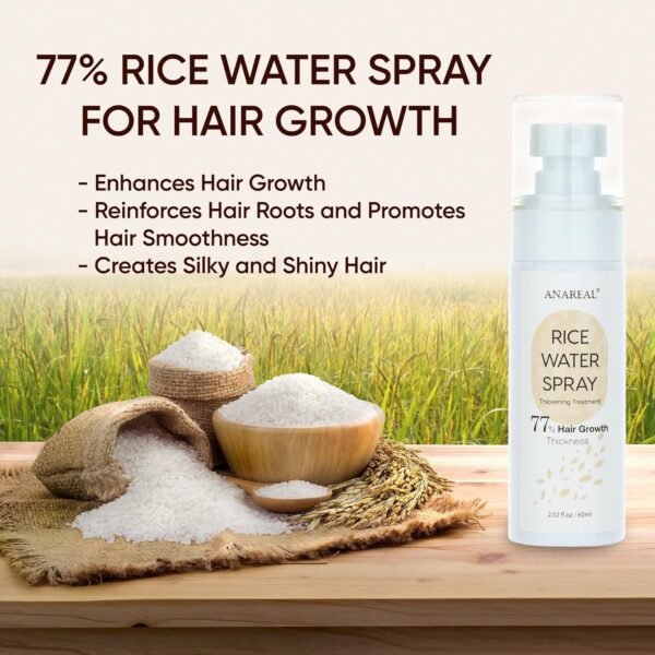 Hair Growth Serum, Rice Water for Hair Growth, Rice Water Hair Spray, Hair Growth Oil Spray for Women infused with Castor Oil and Biotin 2oz
