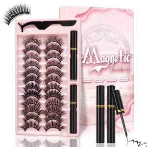 81OTR8nD6L._SL1500_.jpg Magnetic Eyelashes and Eyeliner Kit, 12 Pairs Different Magnetic Lashes 3D Natural Look with Eyeliner and Tweezers Easy to Apply, Reusable & Sweatproof Mink False Eyelashes, No Glue Needed (12 pcs)