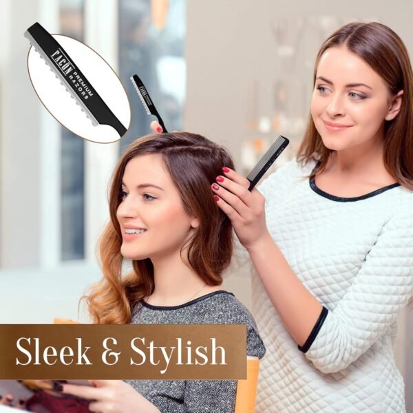 81OffBUppxL._SL1500_.jpg Facón Hair Razors for Cutting Hair - Professional Hair Styling Razor Kit with 11 Replacement Blades, Stainless Steel Hair Cutting Tool for Salon & Home, Premium Hair Thinning Texturizing Faether Razor