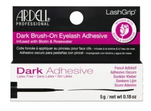 Ardell Brush-On Eyelash Adhesive - Latex-Free Lash Glue with Biotin & Rosewater for Long-Lasting Hold, Easy Application for False Lashes and Lash Clusters - Dark
