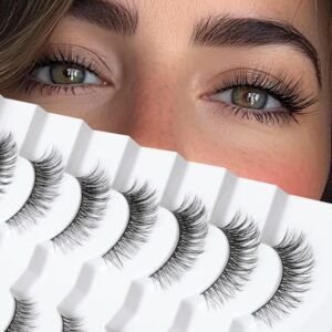81OlMOrMCqL._SL1500_.jpg Onlyall Natural Lashes Wispy Lashes Natural Look False Eyelashes Natural Flared Eyelashes False Eye Lashes Soft Fluffy Lashes 7 Pairs DK53
