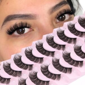 81OvDhzRDLL._SL1500_.jpg Losha Eyelashes DD Curl Russian Strip Lashes Wispy False Eyelashes that Like Lash Extensions 10 Pairs Soft Fake Lashes Pack (D03)
