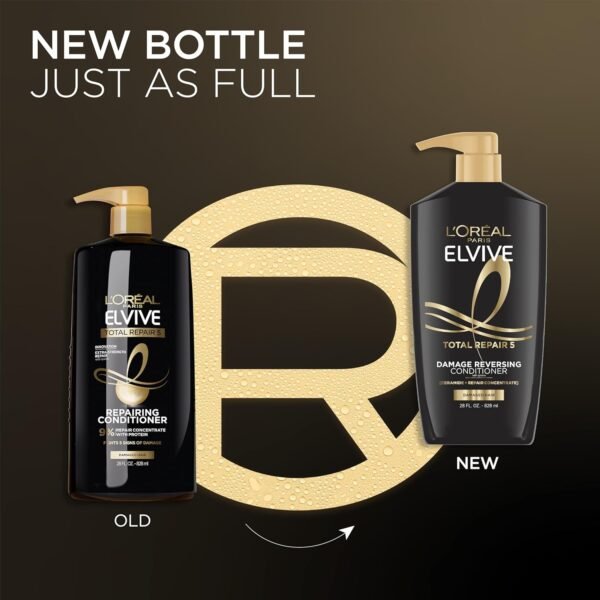 L'Oreal Paris Elvive Total Repair 5 Repairing Conditioner for Damaged Hair Conditioner with Protein and Ceramide for Strong Silky Shiny Healthy Renewed Hair 28 Fl Oz