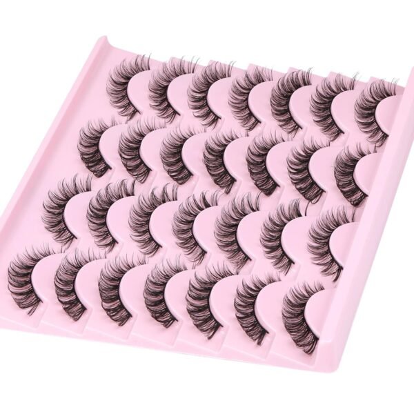 81P4yi74IoL._SL1500_.jpg Russain Strip Lashes D-Curly False Eyelashes Natural Look Wispy Cat Eye Lashes that Look Like Eyelash Extensions 3D Lashes Pack