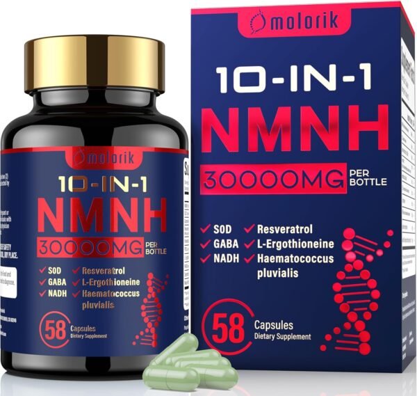 NMNH (Dihydronicotinamide Mononucleotide), 1000mg Per Serving NAD High Purity Supplement Alternative, 58 Capsules Gluten Free, Non-GMO, for Anti-Aging, Energy, Focus - 29 Servings