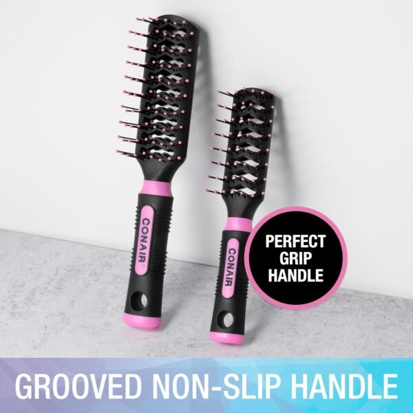81PKqOErFuL._SL1500_.jpg Conair Salon Results Vent Hairbrush Set - Detangling Hair brush - suitable for men and women - features Travel + Full-size - Pink/Black