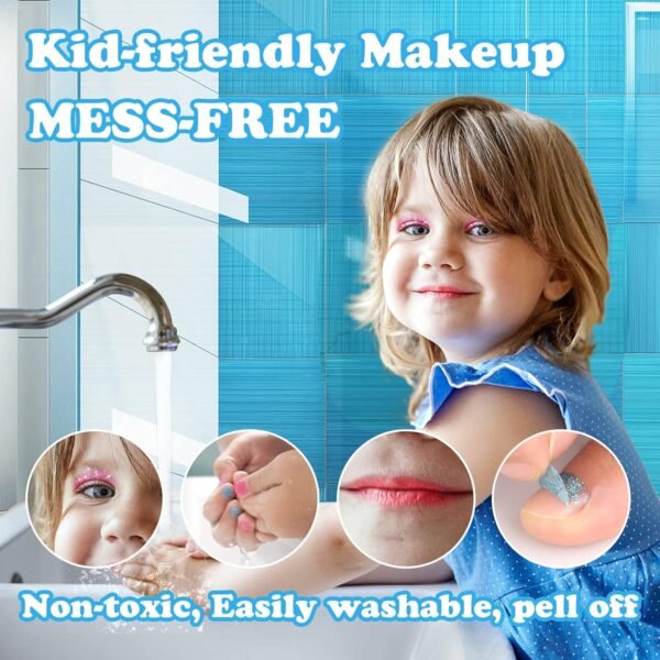Kids Makeup Kit Toys for Girl, Princess Toys Makeup Sets with Washable, Toddler Dress-Up Toy for 3 4 5 6 7 8 9 Year Old Girls Chrismas Birthday Party