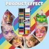 Professional Face Painting Kit for Kids & Adults, Split Cake Face Paint Palette 12 x 10gm with Stencil, One Stroke Non Toxic Rainbow Body Paint Set for Halloween & Christmas Makeup