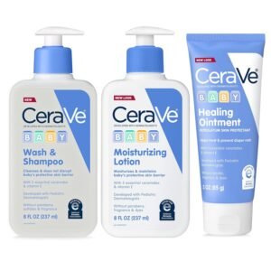 CeraVe Baby Bath Set, 8oz Wash & Shampoo + 8oz Moisturizing Lotion + 3oz Healing Ointment, Fragrance, Parabens, Phthalates, & Tear Free Baby Bath Essentials