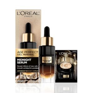81PxY2kjYL._SL1500_.jpg L'Oreal Paris Age Perfect Anti-Aging Midnight Face Serum, Reduce Wrinkles 1oz + Eye Cream Sample