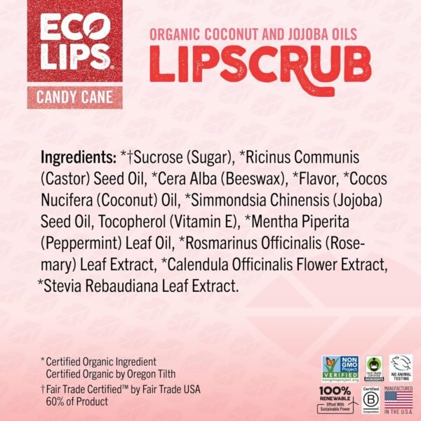 81PyIZr3WAL._SL1500_.jpg Eco Lips Sparkling Vanilla Mint Candy Cane Lip Mask and Sugar Lip Scrub for Holiday Gifting, Stocking Stuffers, 0.25 oz. (2 ct)