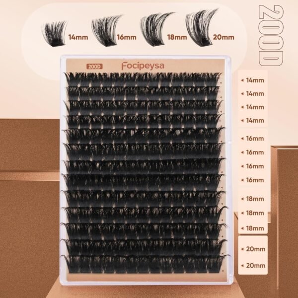 81Q-ymx-HAL._SL1500_.jpg Focipeysa Eyelash Extensions 200D Lash Clusters 14-20MM Lashes Extensions Thick Lash Clusters D-Curly Individual Lashes Extensions Soft Reusable Cluster Lash Extension DIY Lash Cluster Extensions