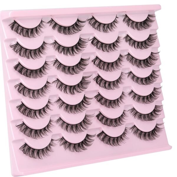 81Q6XtGfB2L._SL1500_.jpg Russain Strip Lashes D-Curly False Eyelashes Natural Look Wispy Cat Eye Lashes that Look Like Eyelash Extensions 3D Lashes Pack