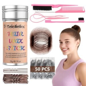 81QjGxN5VoL._SL1500_.jpg Hair Wax Stick Accessories, 50PCS U-shaped Hair Pins for Women, 50PCS Invisible Hair Net for Bun Styling Kit, Brown Bobby Pin for Kids, 3 Pcs Hair Brush for Girls, 2 Hair Loop Styling Tools