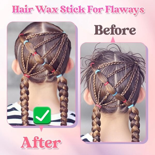 81QlwjIdw9L._SL1500_.jpg Hair Wax Stick, Slick Back Hair Brush, Wax Stick for Flyaways, Rat Tail Comb Edge Brush Styling Tool Set Accessories for Women Girls(Pink)