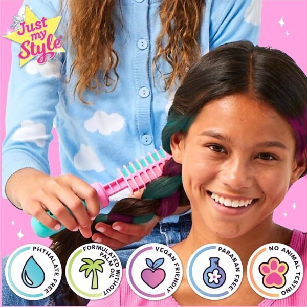 81RAN4h1oBL._AC_SL1500_.jpg Just My Style All-in-One Hair Stylist, 4-in-1 Styling Tool with Gem Stamper, Beader, Chalk, and Brush - Fun Hair Accessories for Girls 8-12