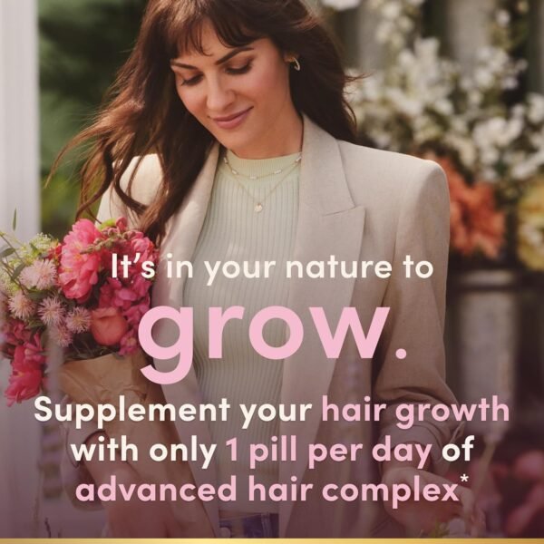 Nature's Bounty Optimal Solutions Hair Growth Supplement with Biotin, Hair Growth Vitamins with Biotin Silicon & Arginine, 1 Per Day, 30 Capsules, One Month Supply