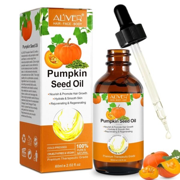 81Rwf7EI3zL._SL1500_.jpg Pumpkin Seed Oil, Pumpkin Seed Oil for Hair Growth, Pure Cold Pressed Pumpkin Seed Oil for Dry Damaged Hair Growth, Hydrating, Scalp Moisturizer, Nourishment - 60ML