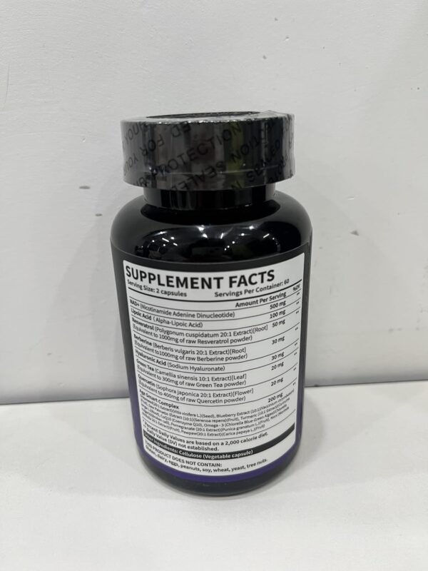 NAD Supplement, Liposomal NAD Resveratrol Supplement Contains Berberine , Alpha Lipoic Acid ,Hyaluronic Acid & Quercetin - Support Anti-Aging, Longevity, Cellular Energy, NMN Alternative -120 Capsules