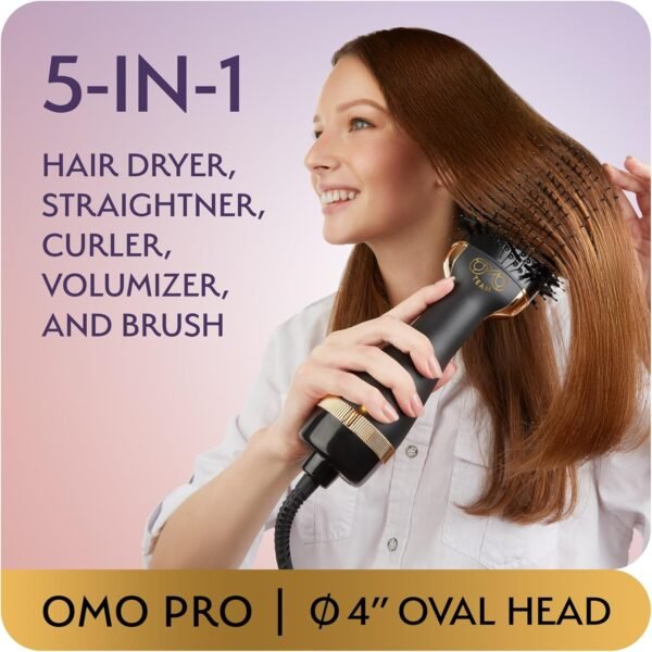 81SEmEnrEZL._AC_SL1500_.jpg Professional Blowout Hair Dryer Brush, Black Gold Dryer and Volumizer, Hot Air Brush for Women, 75MM Oval Shape (Black Gold)