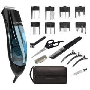 81SMn0S0TlL._SL1500_.jpg Remington Vacuum Haircut Kit, Vacuum Beard Trimmer, Hair Clippers for Men with Removable Hair Chamber and Dual Motor Power (18 pieces)