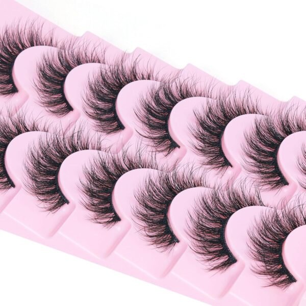 81SMtcxBjL._SL1500_.jpg FANXITON Wispy False Eyelashes Natural Look Short Mink Lashes 3D Faux Mink Eyelashes 7 Pairs Pack