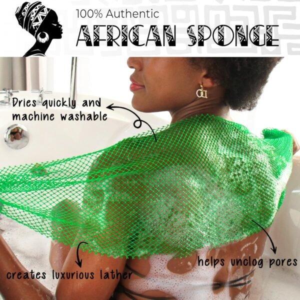 81SO8mdAW8L._AC_SL1500_.jpg African Net Sponge Authentic - 2 Pieces Exfoliating Body Scrubber Bath Sponge - Back Scrubber Washcloth for Shower with Travel Bag - Real African Scrub Exfoliator Body Care Bathing Accessorie